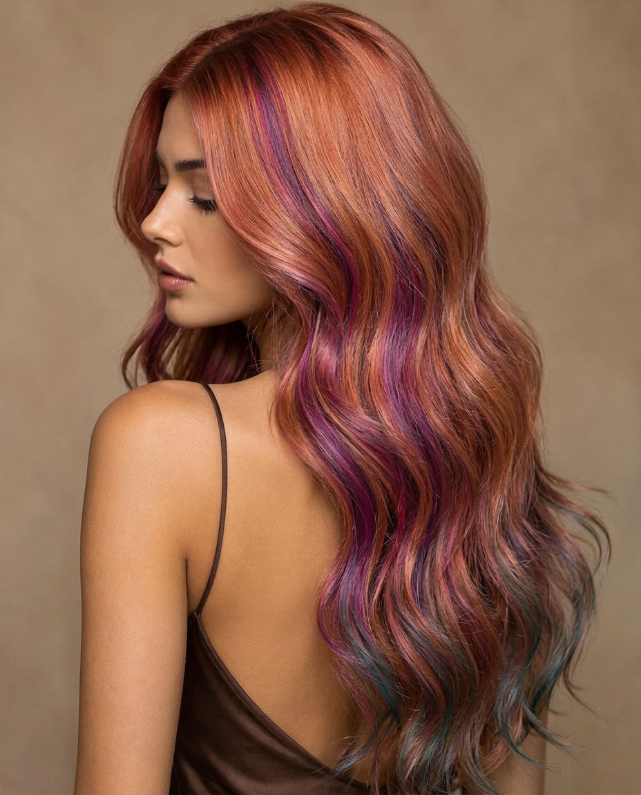 Balayage castano con riflessi caramello